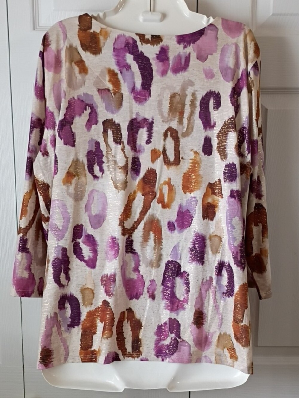 Alfred Dunner Purple & Brown Animal-Print Scoop Neck Top XL - Picture 5 of 9